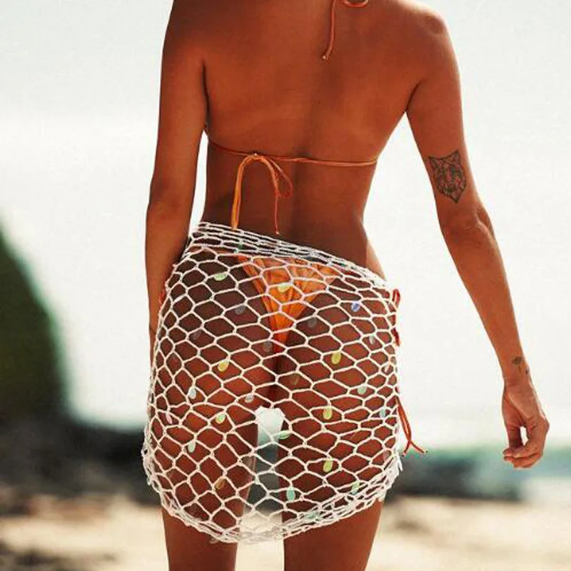 Сексуальное Женское летнее пляжное треугольное покрытие, ажурное вязаное бикини, прозрачный купальник, новое поступление