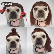 VUGSUCE, забавный парик для собак, косплей, шапка для маленьких щенков, собак, кошек, милых девушек, волосы на петлях, одежда для головы, собака, шляпа для животных, волосы, костюм