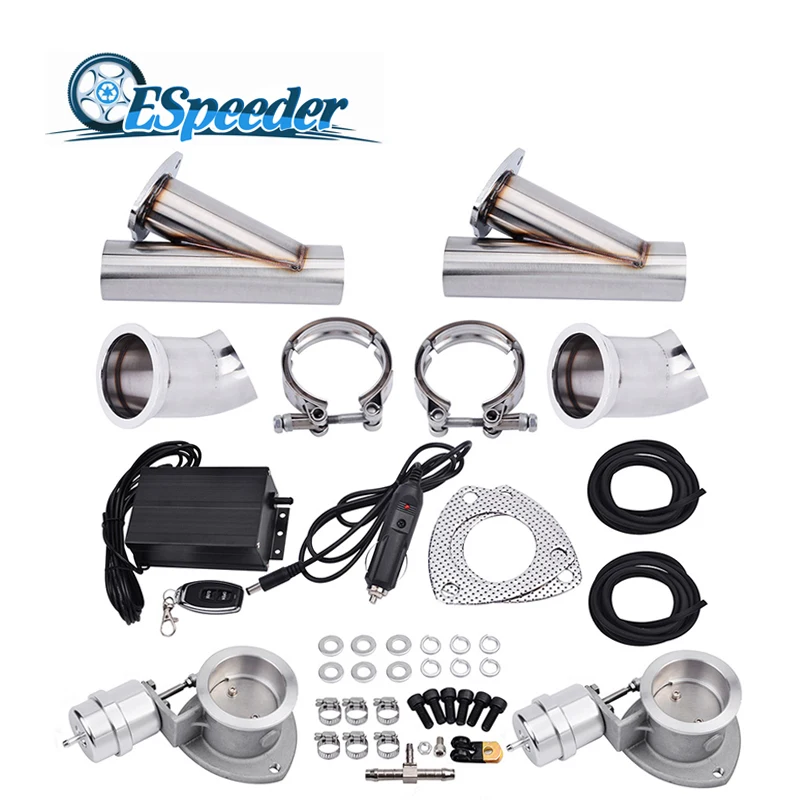ESPEEDER 3.0'' Vacuum Valve Stainless Steel Headers Y Pipe Exhaust Cutout Catback Pair Electric Cut Out Exhaust Tip Muffler Kit width26for benz amg y style s63 s300 s320 s350 s500 s600 w204 stainless steel exhaust pipe muffler tip fit s63 body kit