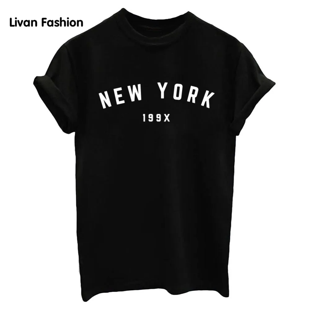 

New York 199X Letters Print Women t-shirt Casual Cotton Hippie Funny t-shirts For Lady Top HC-TT3136