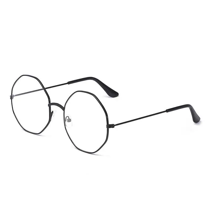 Женские очки с защитой от излучения, полигон, близорукость, студенческие очки для женщин, большая коробка, ретро очки, металлические черные очки, оправа, анти-синий светильник