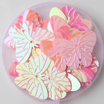 

260pcs Large Butterfly Sequins 22*30mm PVC Flat Paillette Decoration With 2 Holes Sewing,Women/Kids Garment Pink AB