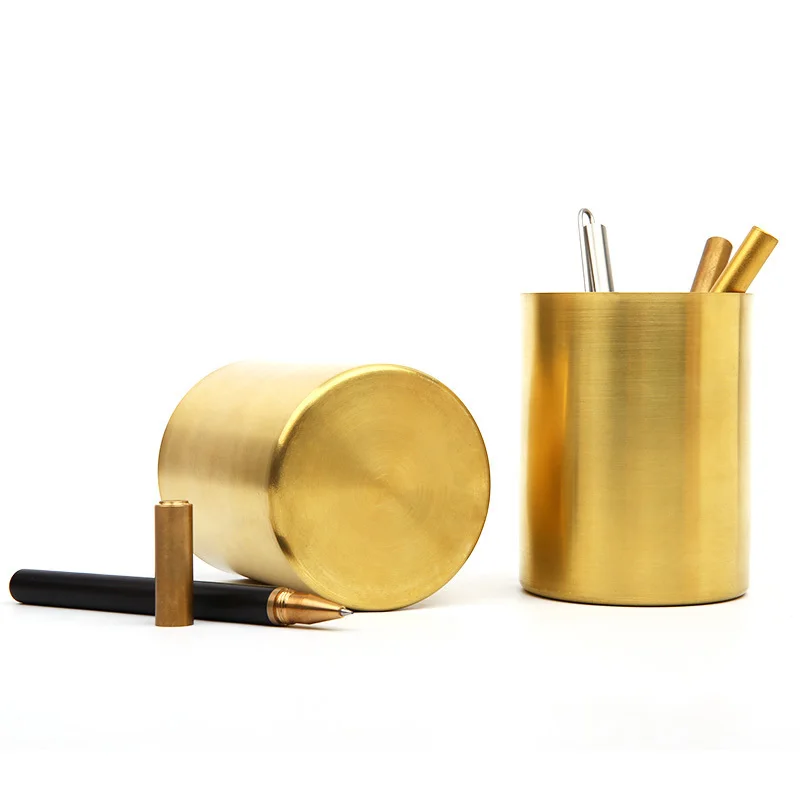 Vintage Brass Pen Holder Stationery Container Creative Office Supplies Pencil Pen Pot Desk Accessories Vintage Brass Pen Holder Stationery Container Creative Office Supplies Pencil Pen Pot Desk Accessories