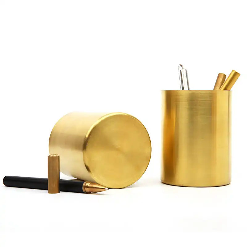 Vintage Brass Pen Holder Stationery Container Creative Office