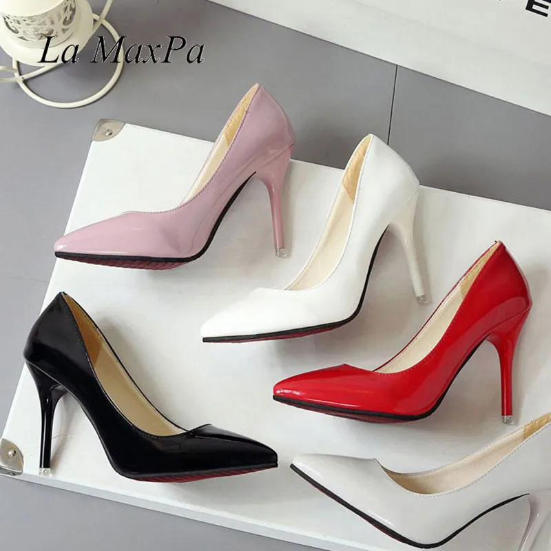 

La MaxPa Sexy High Heels Shoes Woman Pumps Black Pink Red Grey White High Heels Shoes Woman Ladies Wedding Party Slip On Shoes