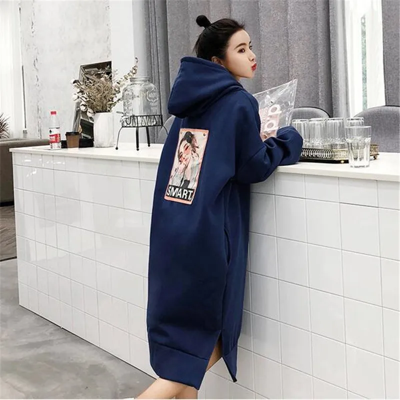 

Autumn Winter Women Oversized Hooded Dress Casual Long Sleeve Thicken Office Work Wear 2019 Maxi Dresses Women Vestidos Female