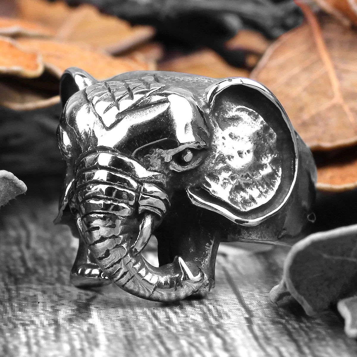 

316L Stainless Steel Elephant Animal Man Men Rings Titanium Punk Rock Hip Hop for Man Male Boy Jewelry Accessories Gift