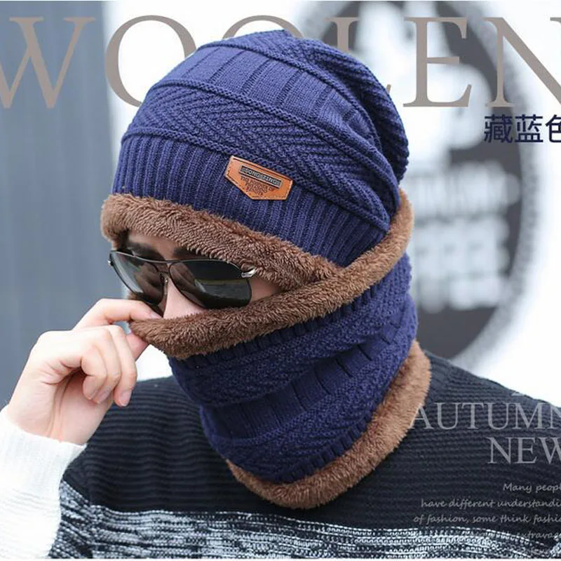 Men Warm Hats Cap Scarf Winter Hat Knitting for men Caps Lady Beanie Knitted Hats Women's hats Ring Scarf winter hat winter accessories knitted hat scarf set