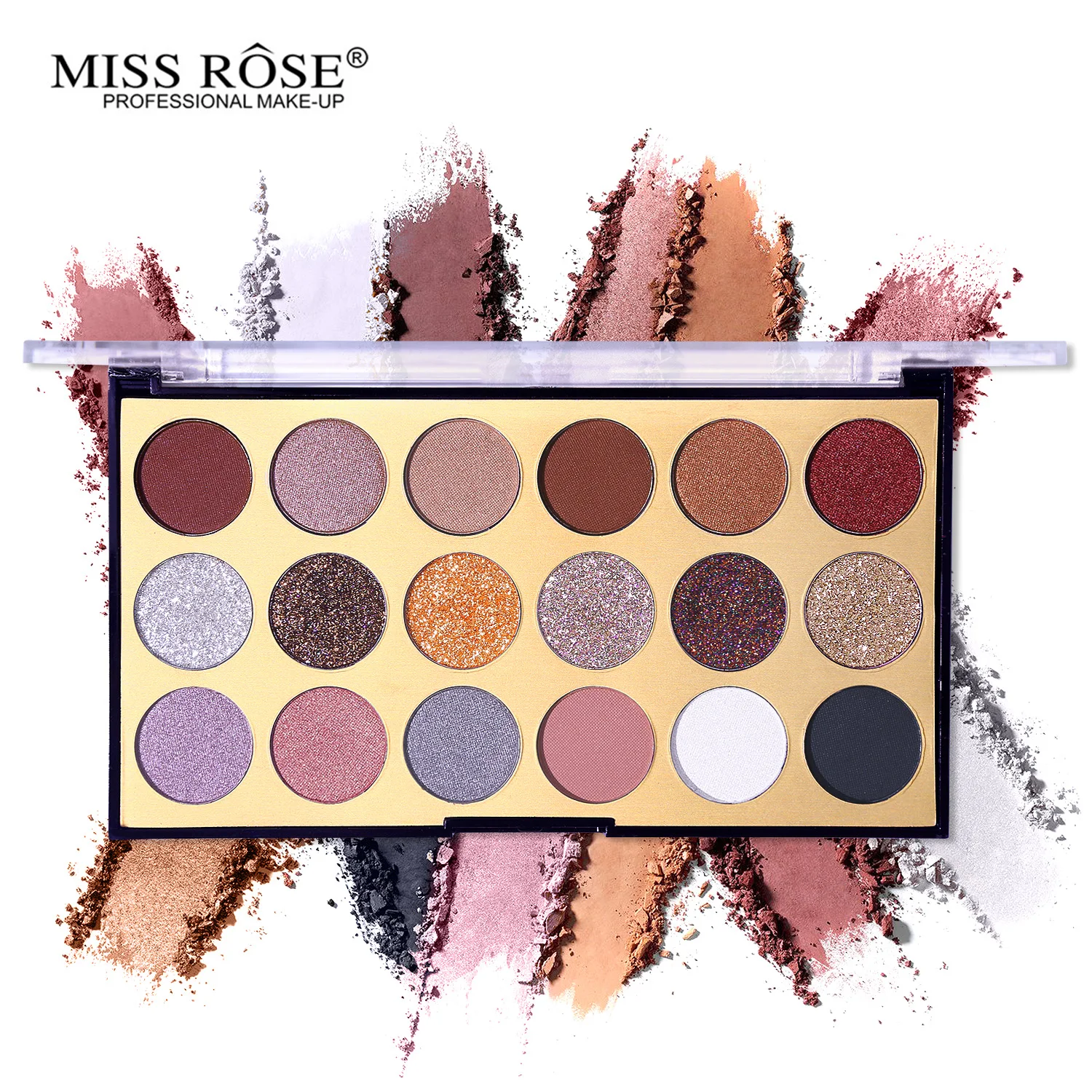 MISS ROSE 18 цветов мерцающие матовые тени для век с блестками прессованный порошок тени для век макияж Палитра металлический блеск водонепроницаемые тени для век