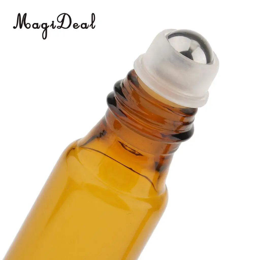 2 Layers Wooden Essential Oil Display Rack Organizer Stand Holder with 6 Pieces 10ml Refillable Roll On Glass Bottles