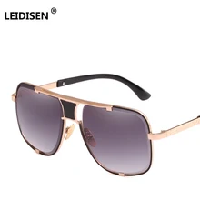 LEIDISEN негабаритных Квадратные Солнцезащитные очки Для мужчин модные Брендовая Дизайнерская обувь Для женщин солнцезащитных очков ретро Винтаж Одежда высшего качества металлические очки UV400
