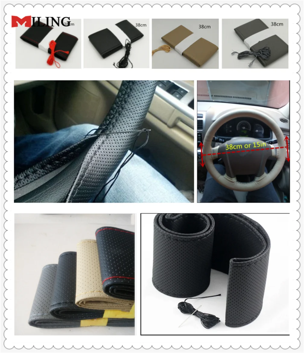 car accessories Hand sewing steering wheel cover 38CM for Toyota FJ 1X Fine-T F3R Endo