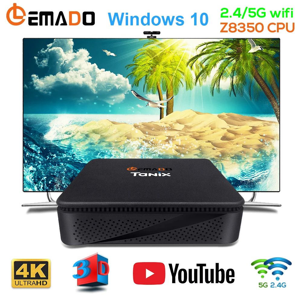 LEMADO TX85 Мини ПК ТВ коробка Windows 10 для Intel Atom X5 Z8350 4G 64G память 2 + 5 8G двойной Wifi