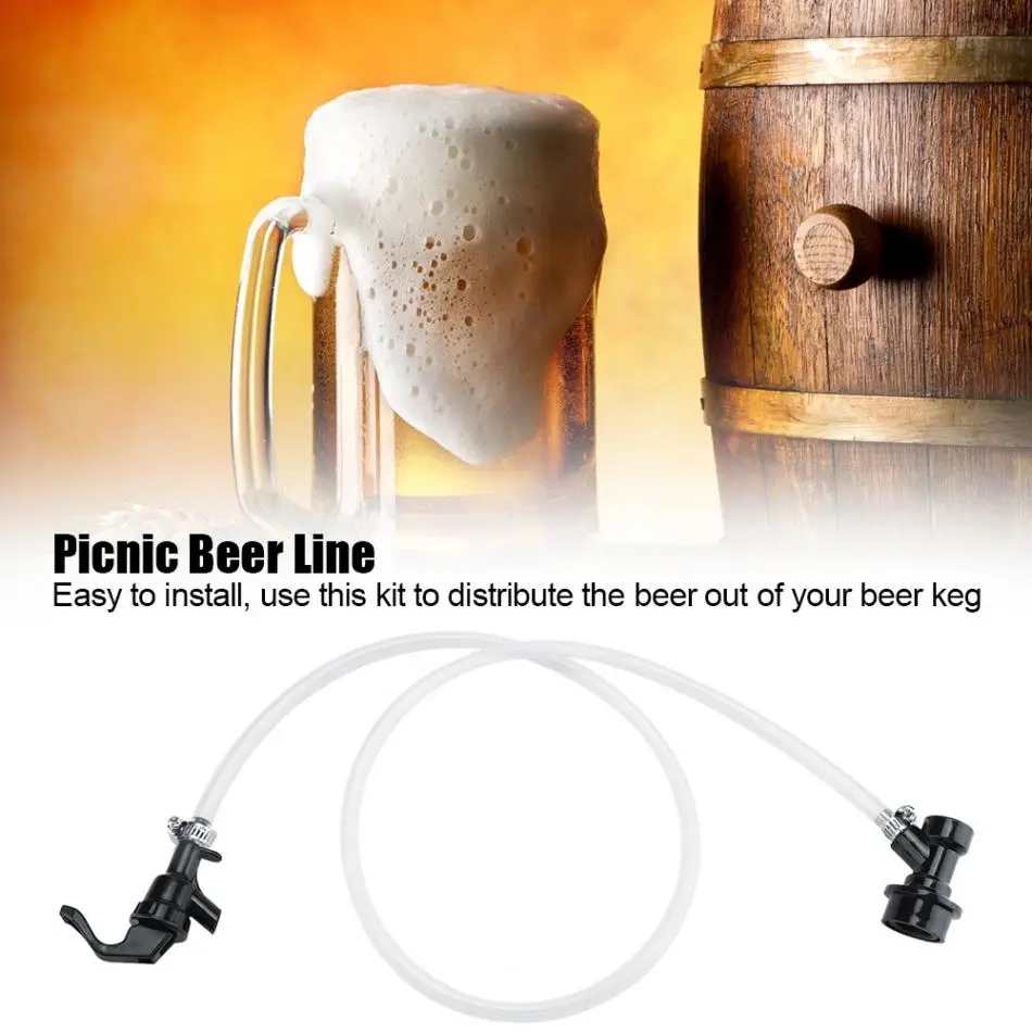 100 cm/48 pulgadas Cerveza Línea con grifo de picnic para fiesta y bloqueo de bola desconexión para cervecería casera 