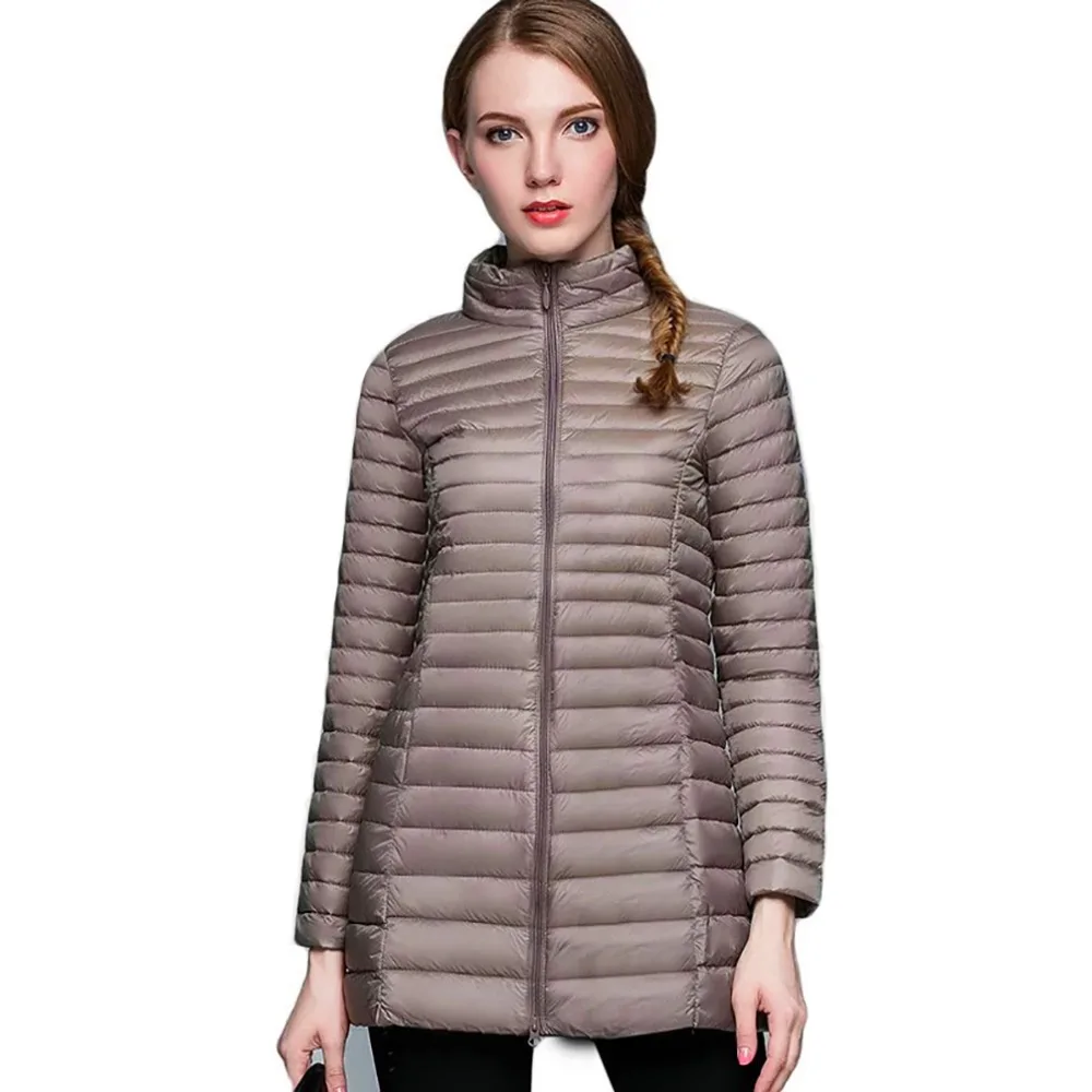 Fashion Winter Women Midi Length Winter Down Coat 90% White Duck Down ...