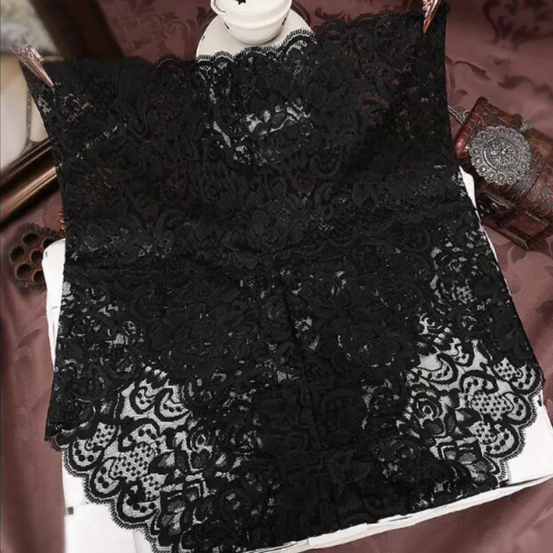 1 шт размера плюс сексуальное женское Бесшовное кружевное нижнее белье с высокой талией женские трусики-брифы для девушек прозрачные одноцветные KYY8225 - Цвет: Black