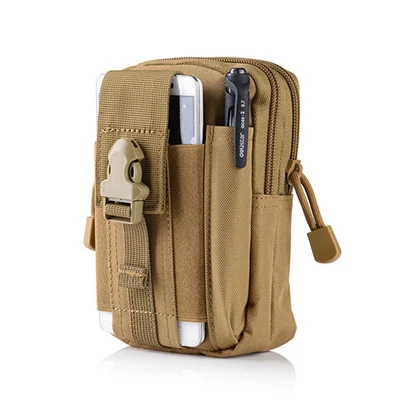 Nevenka Tactical Pouch Belt Waist Pack Bag Travel Camping Bags Small Pocket Military Waist Pack Running Pouch Soft back - Color: Khaki