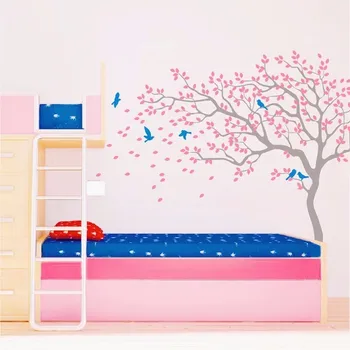 

T06023 Eco-friendly Birds Wall Stickers Vinyl Wall Decal Nursery Tree and Birds Wall Sticker Kids Bedroom DIY Home Decor Mural