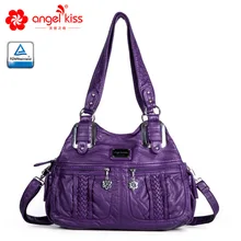 Angelkiss Брендовая женская сумка из искусственной кожи высокого качества, модная женская сумка на плечо, одноцветная сумка с верхней ручкой