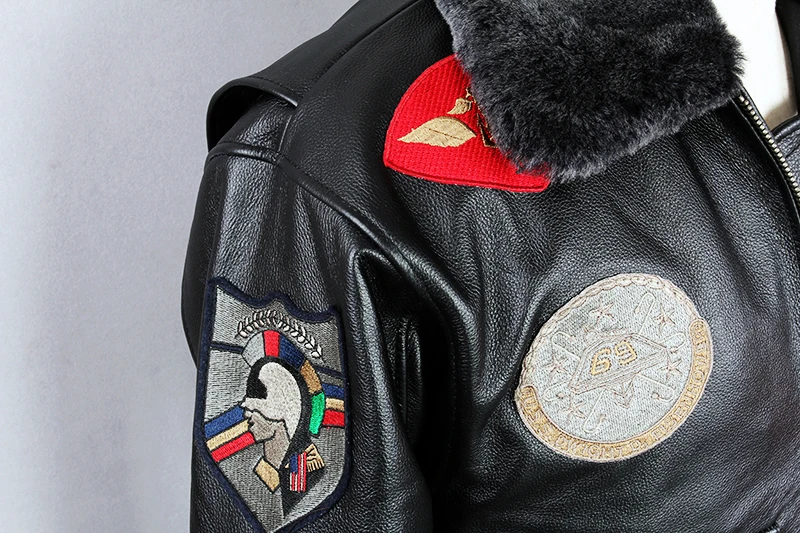 AVIREX FLY модная Байкерская мотоциклетная куртка из натуральной кожи куртка мужская, из бычьей кожи меховой воротник зимнее пальто G1 черный Курточка бомбер