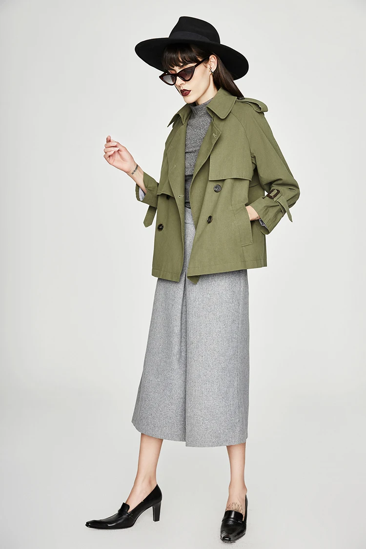 JAZZEVAR осенняя куртка модная повседневная женская двубортная куртка из хлопка с эффектом потертости; Короткая свободная одежда; верхняя одежда высокого качества YA7011