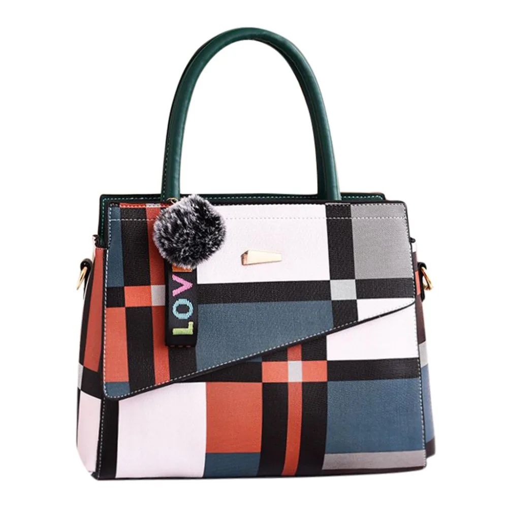 

Shoulder Tote Bag Women's Leather Balls Charm Colorblock Shoulder Bags Messenger Bag Handbag Letter Student Wild Bags A1