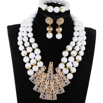 

Elegant White African Crystal Jewelry Set Women Engagement Celebration Party Jewelry Set Free Shipping ANJ616