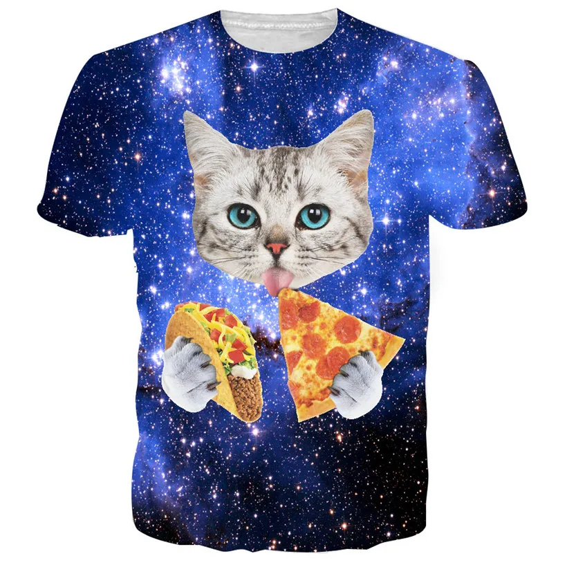 Women Men Funny Cat Kitty 3D Print Short Sleeve T-shirt Summer Casual Tee Tops
