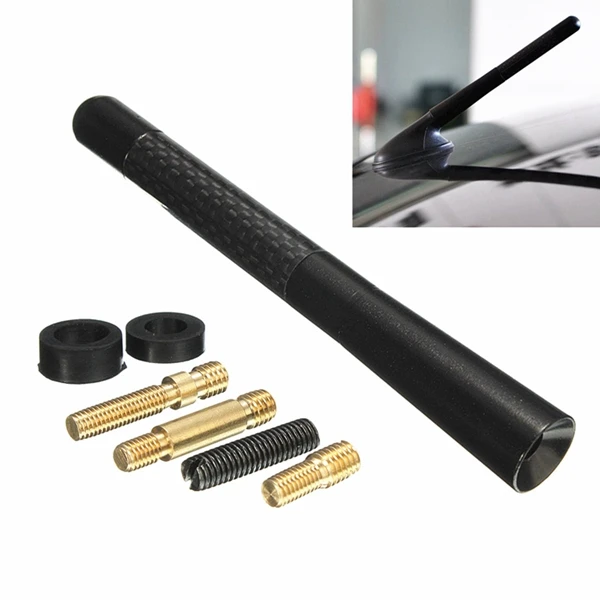 

Free Shipping New Universal 12cm / 4.7 inch AM/FM Delicate Black Fiber Carbon Short Antenna Radio Auto Car Aerial Antenna