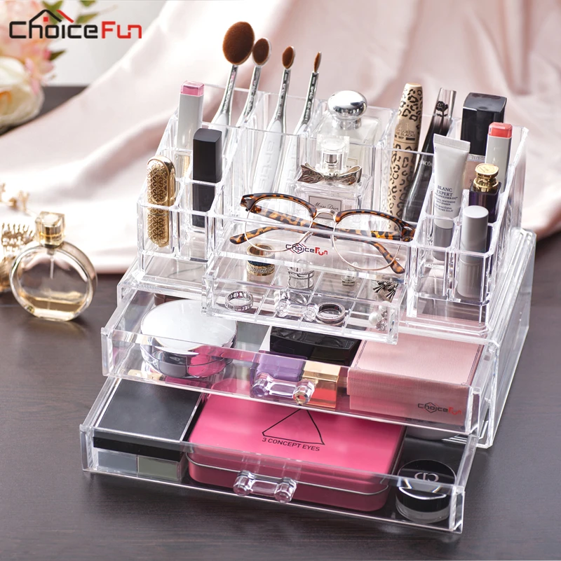 CHOICE FUN Beauty Настольный 2 ящика большой пластиковый акрил макияж Organizador