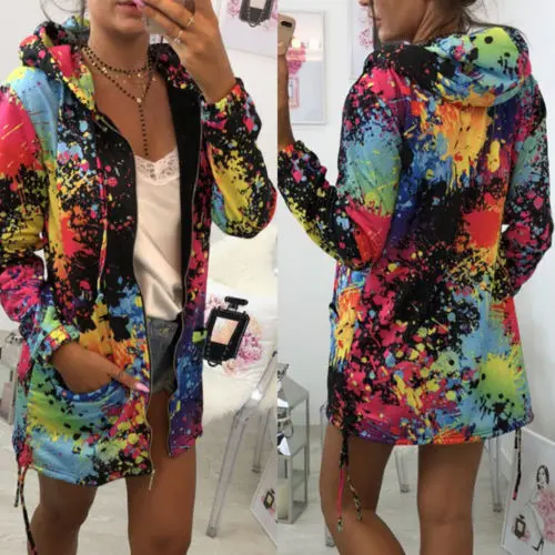 

Womens Ladies Long Sleeve Floral Cardigan Outwear Coat Top Causal Blouse Hoodie Print Feature Fashion Outwear Coat Clothing
