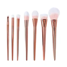 Fashion 7Pcs Beauty Brush Professional Rose Gold Metal Handle Make-Up Brushes Super Soft Fiber Hair Makeup Brushes Set New Hot