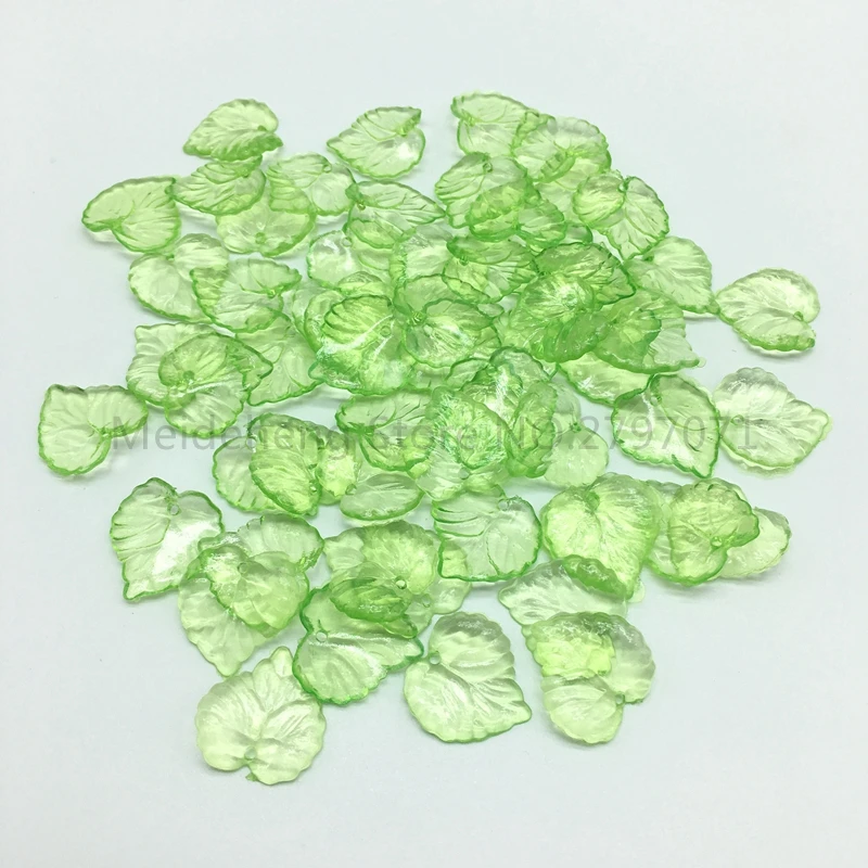 Акриловые прозрачные бусины с зелеными листьями для изготовления ювелирных изделий своими руками аксессуары для домашнего декора 4 формы для выбора Meideheng