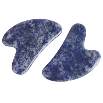 

2pcs Face Jade Gua Sha Scratch Natural Sodalite Massager Scraper Tool Acupuntura Point for Foot Back Head Massage Stone Therapy