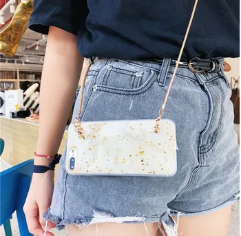 

Luxury glitter marble soft silicone Crossbody phone case for iphone XS MAX case for iphone 11 pro max case XR X 6 6S 7 8 plus