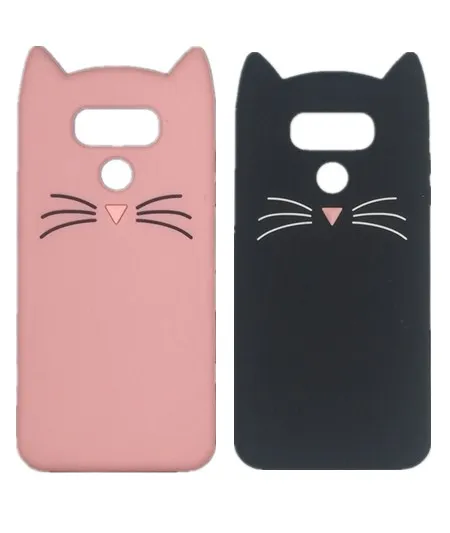 For LG G6 Soft Silicone Phone Case G 6 LGG6 5.7 inch 3D Cartoon Smile Black Cat Ears Beard Cover | Мобильные телефоны и