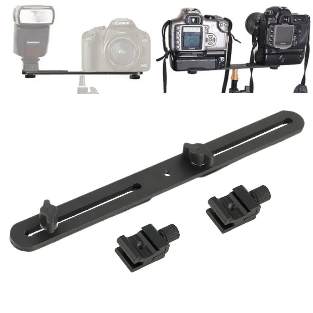 

Universal Double End Light Stand Holder Flash Bracket Mount Tripod with 2 Hot Shoe Adapter Screws For Digital SLR Camera NEW