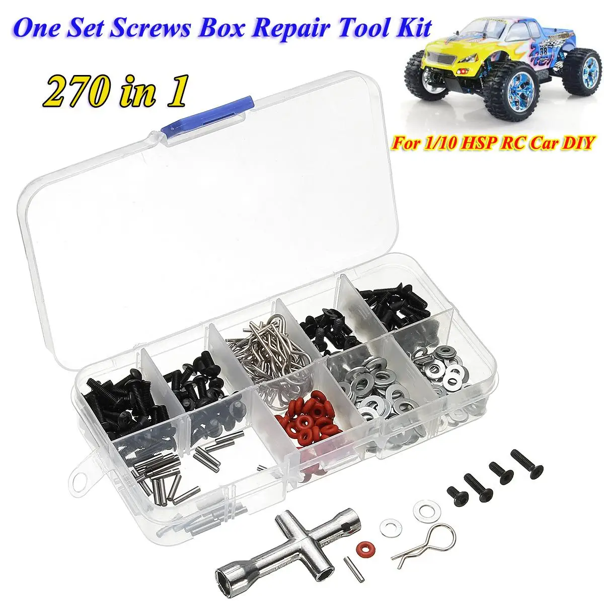 

270Pcs/Set Screws Box Repair Tool Kit for 1/10 HSP RC Car DIY Special Remote Control RC Cars Box Assortment Styling Model Part