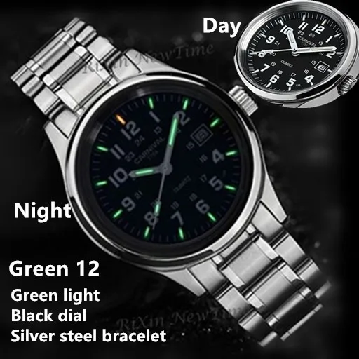T25 Тритий Светящиеся водонепроницаемые сапфировые Роскошные Брендовые мужские часы модные повседневные кварцевые военные часы полностью стальной кожаный ремешок - Цвет: Green12full steel