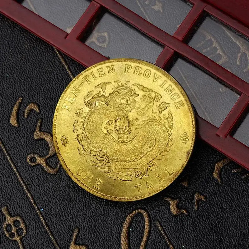 Китайская монета Fengshui золотой дракон сделано в провинции фэнтянь копия