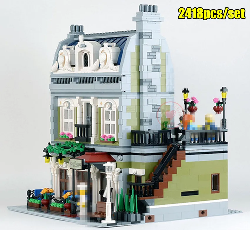 

New 15010 2418Pcs City Street Paris Restaurant Model Building Blocks Fun Children's Toys Compatible 10243