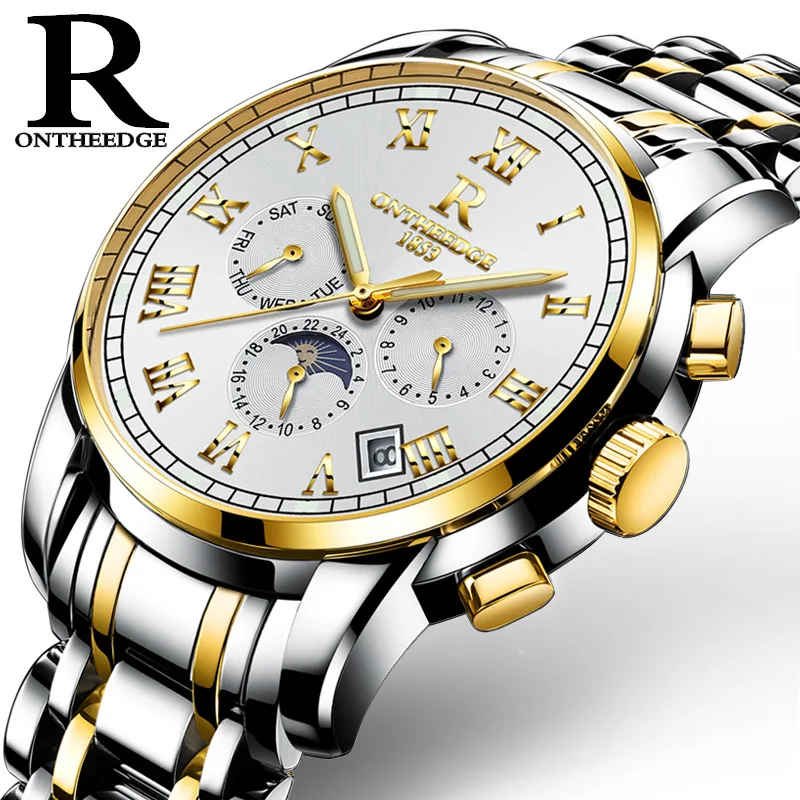 

Zegarki Meskie Brand Multifunction Mechanical Watch Men Fashion Watches Montres Waterproof Clock Sun Moon Calendar reloj hombre