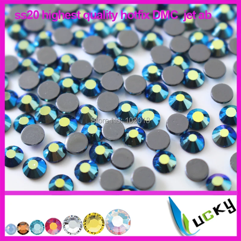 

Freeshipping 1440pcs 2014 new design DMC ss20 iron on crystals jet ab hotfix rhinestones with glue good water and heat test
