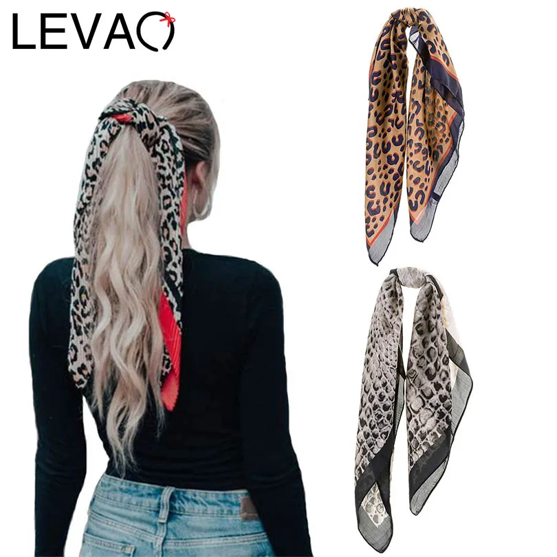 

LEVAO Korean Leopard Print Handkerchief Hair Ribbon Hair Scarf Elastic Hair Band Women Headband Girls Headwear Hair Accessories