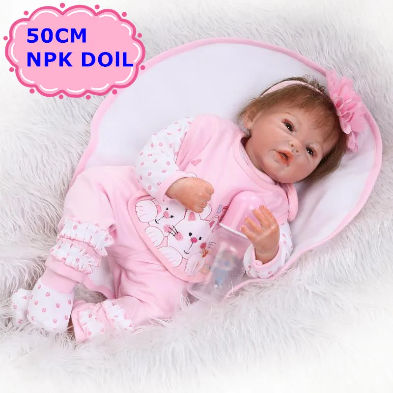 

50cm NPK Silicone Bebe Reborn Doll With Soft Cotton Body Realistic Newborn Babies With Cute 20" Doll Clothes Baby Kids Play Toys