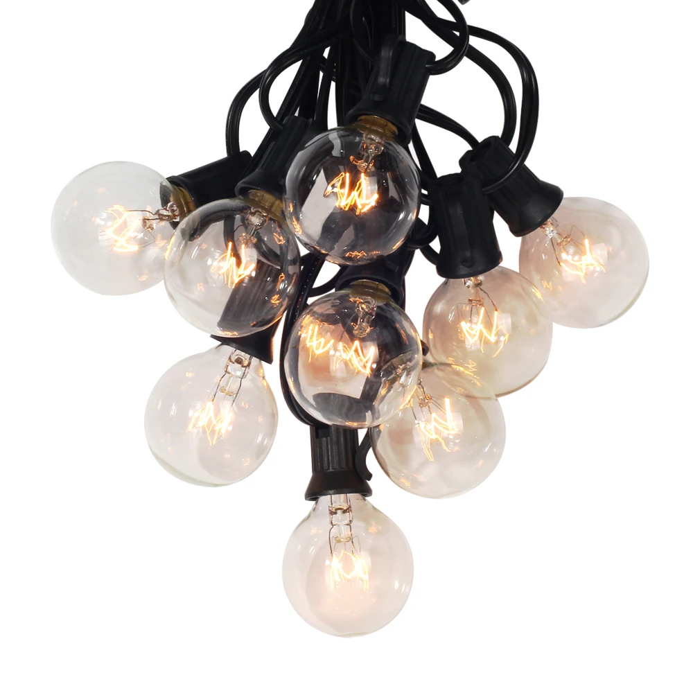 Kaufen 25Ft G40 Globe String Licht mit 25 Klar lampen Wasserdicht für Indoor Outdoor Garten, Party, Hochzeit, urlaub Licht Decor 110 220 v