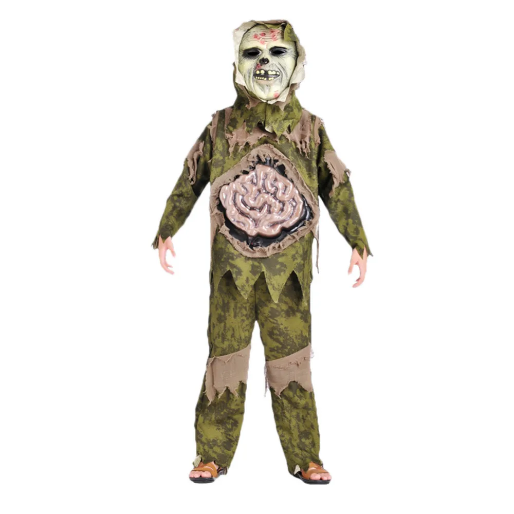 

Hallowmas Scary Skeleton Zombie Costume Halloween Party Large Intestine Ghost Gown with Mask for Children Kids