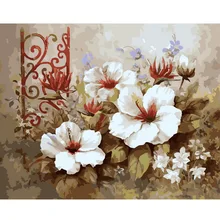 Современная Абстрактная цветочная картина, Безрамное холст, украшение на стену для дома, ручная роспись, 1 набор, сделай сам, Цифровая живопись маслом по номерам