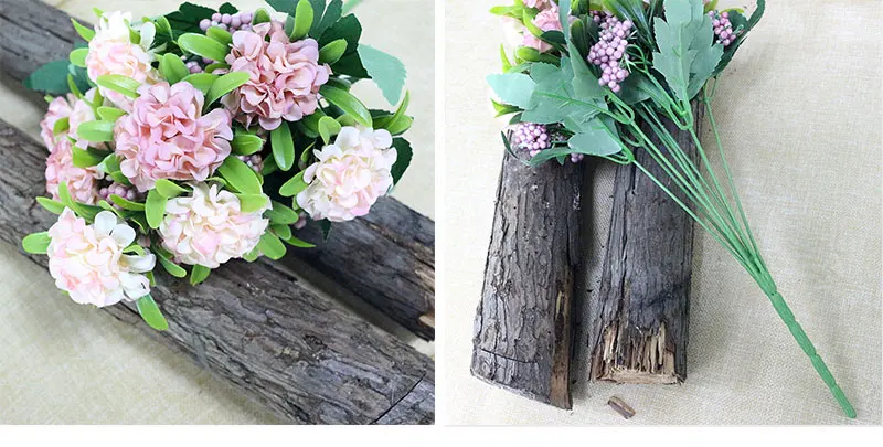 Flone Artificial Hydrangea Flower 10 Heads Simulation Silk Hydrangea Bouquet Fake Flowers Wedding Home Party Arrangement Floral (2)