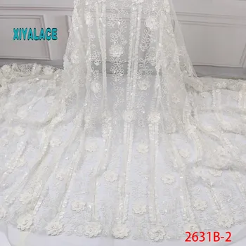 

2019 New style French net lace fabric 3D flower African tulle mesh lace fabric high quality lace nigerian lace fabric YA2631B-2